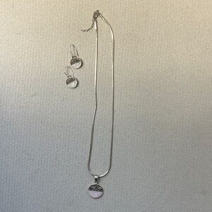 Sterling Silver Iridescent Necklace and Earring Set